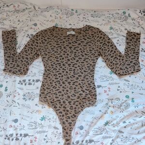 Animal Print, Long Sleeve, Body Suit, Small
